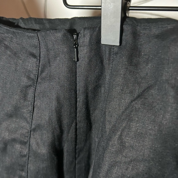 Nine West Black Linen Skirt+ Embroidered Rose, A-line with Tan Border Hem, 16W - Picture 6 of 8